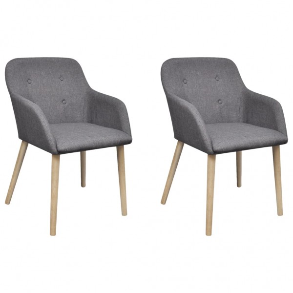 Cadeiras de jantar 2 telas cinza claro e madeira maciça de carvalho D