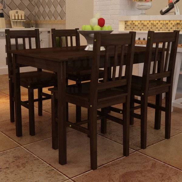 Mesa de jantar e 4 cadeiras de madeira marrom D