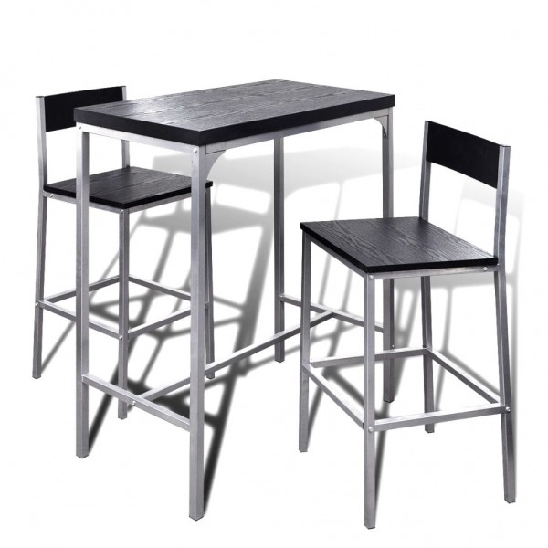 vidaXL Juego de muebles de barra de cocina plegable con 2 sillas