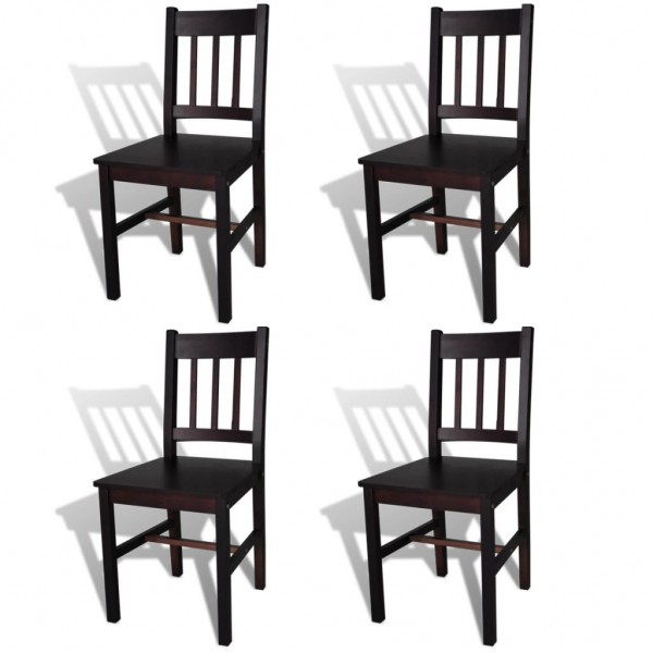 Cadeiras de jantar 4 unidades madeira de pinho marrom escuro D