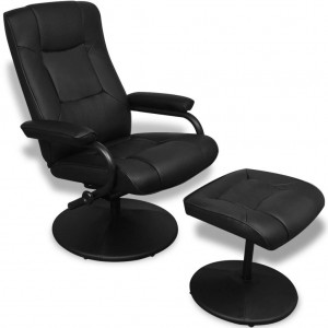 Assento de televisão com apoio de pés preto de couro sintético D