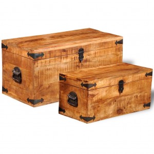Set de cofres de almacenamiento 2 unidades madera mango rugosa H