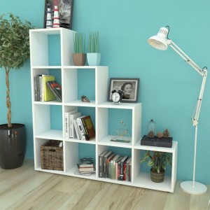 Estante livraria em forma de escada 142 cm branco D