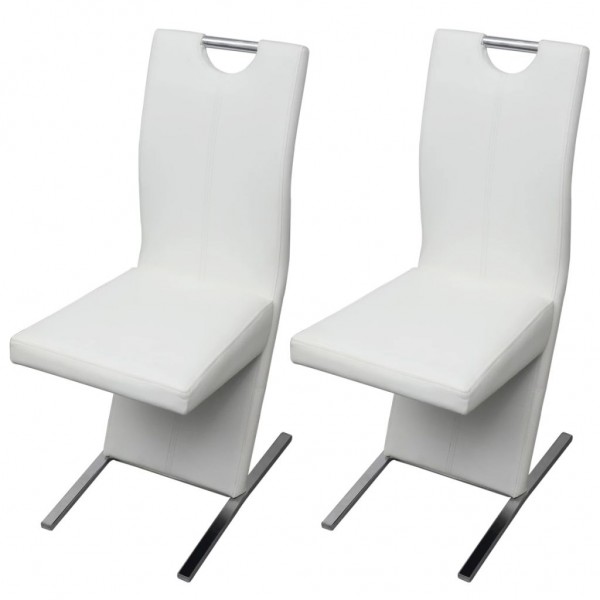 Sillas de comedor 2 unidades cuero sintético blanco Sillas de comedor 2 unidades cuero sintético blanco D