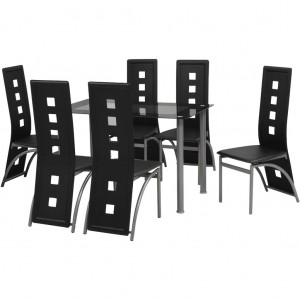 Set de jantar de sete peças preto D