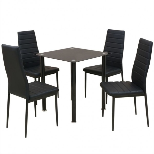 Conjunto de mesas y sillas de comedor de cinco piezas negro D