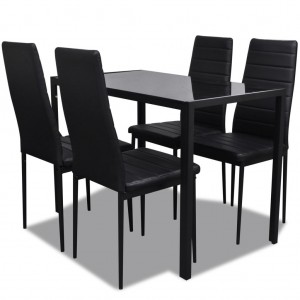 Conjunto de mesa e cadeiras de jantar 5 peças preto D