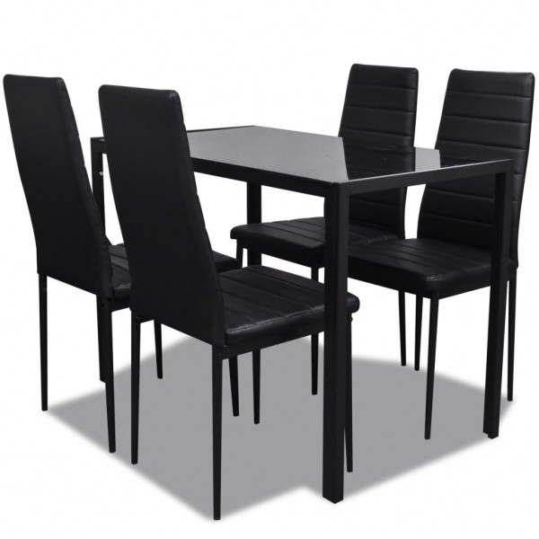 Conjunto de mesa y sillas de comedor 5 piezas negro D
