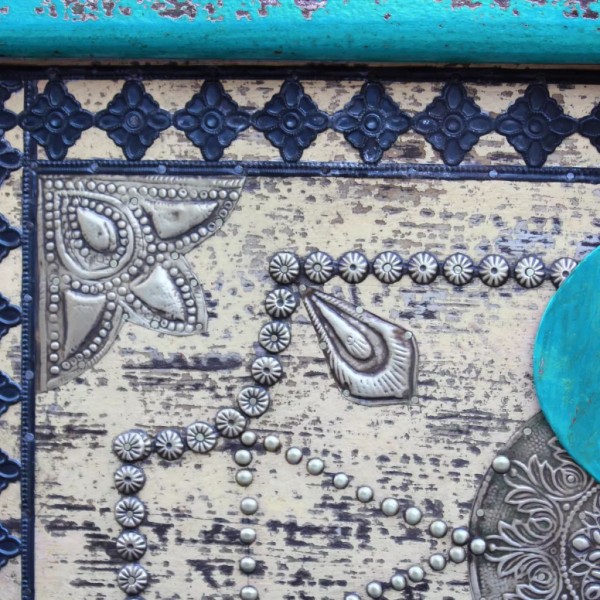 Baúl de almacenamiento madera de mango azul 80x40x45 cm M 2