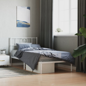 Estructura de cama de metal con cabecero blanco 75x190 cm D