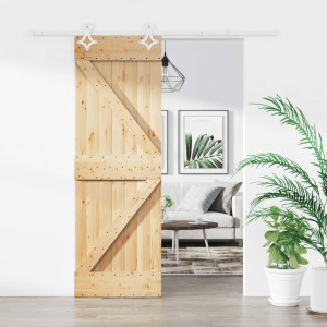 Puerta corredera con herrajes madera maciza de pino 70x210 cm D