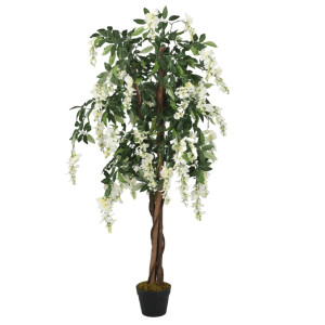 Árbol de wisteria artificial 560 hojas verde y blanco 80 cm D