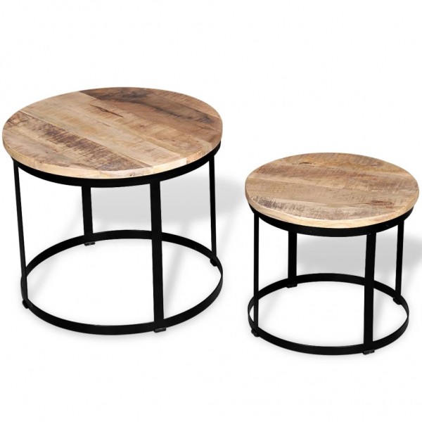 Conjunto de mesas redondas de madeira de mangue 40/50 cm D