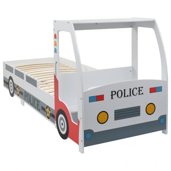 Cama infantil forma de coche de policía y escritorio 90x200 cm D