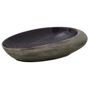 Lavabo sobre banheiro cerâmica oval cinza roxo 59x40x14 cm D