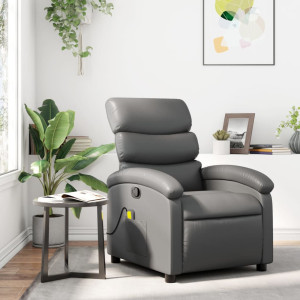 Sillón de masaje reclinable cuero sintético gris D