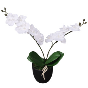 Planta artificial orquídea con macetero 30 cm blanca D