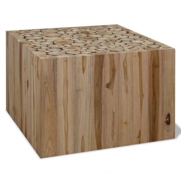 Mesa de centro de madera de teca genuina 50x50x35 cm D