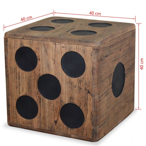 Caja de almacenamiento madera mindi 40x40x40 cm diseño de dado M 5