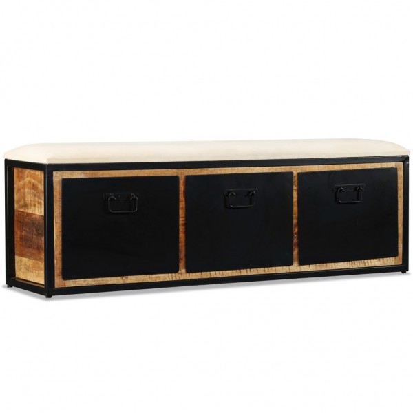 Banco de armazenamento 3 caixotes madeira de mangue 120x30x40 cm D