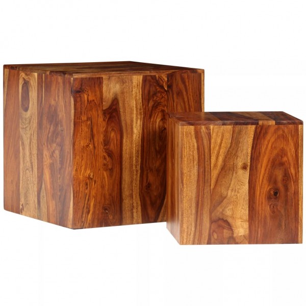 Mesa de centro de madeira maciça sheesham 2 unidades 40x40x40 cm D