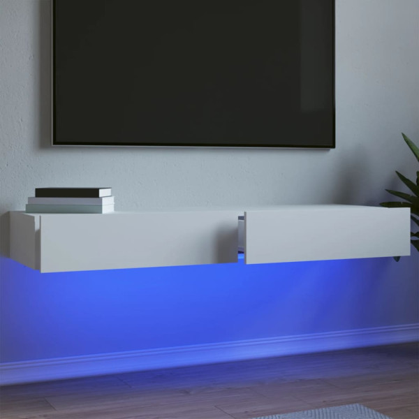 Muebles de TV con luces LED 2 unidades blanco 60x35x15.5 cm D