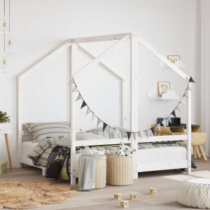 Estructura de cama para niños madera de pino blanco 2x(70x140) D