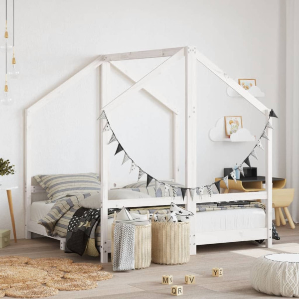 Estrutura da cama para crianças madeira de pinho branco 2x(70x140) D