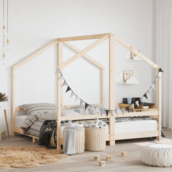 Estrutura da cama de criança madeira maciça de pinho 2x80x160 cm D