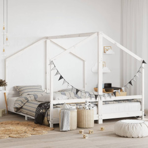 Estructura de cama para niños madera pino blanco 2x(90x200) cm D