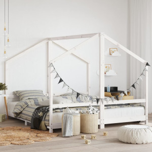 Estructura de cama para niños madera pino blanco 2x(90x190) cm D