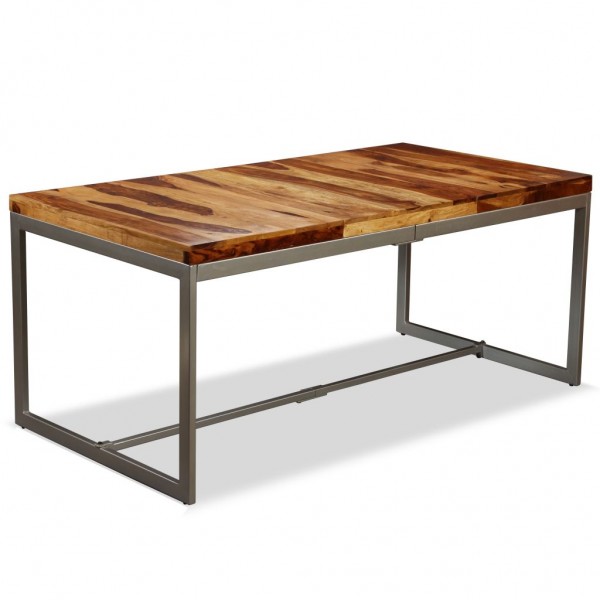 Mesa de comedor de madera maciza de sheesham y acero 180 cm D