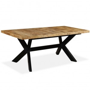 Mesa de jantar madeira maciça de mangue e cruz de aço 180 cm D