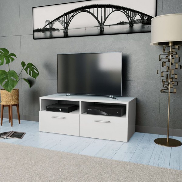 Mobiliário de televisão de madeira branco 95x35x36 cm D