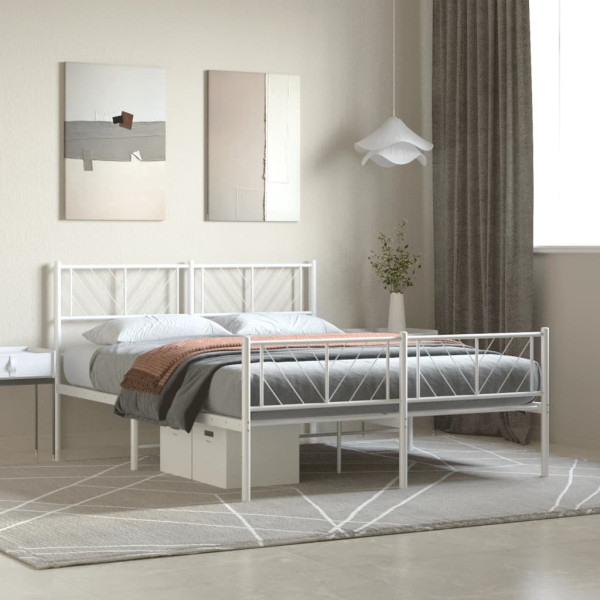 vidaXL Estructura cama metal con cabecero y estribo blanco 140x200 cm