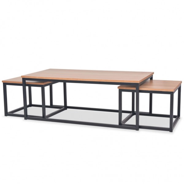 Set de mesas de centro de madeira de abóbora 3 peças D