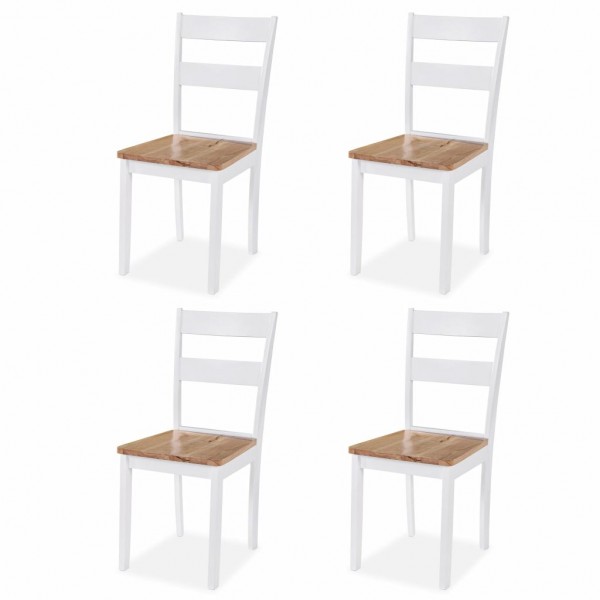 Cadeiras de jantar 4 unidades madeira maciça de borracha branca D