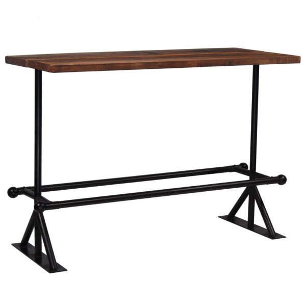 Mesa de bar madeira maciça reciclada marrom escuro 150x70x107 cm D