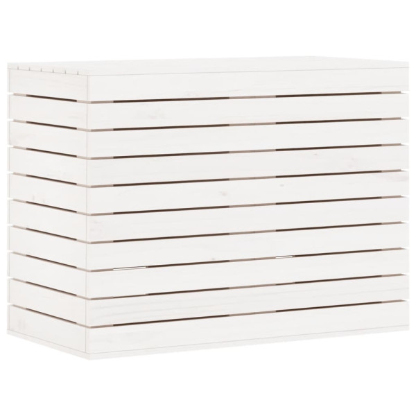 Cesto de roupa suja madeira maciça pinho branco 88.5x44x66cm D