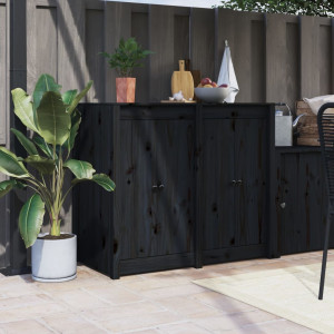 Puertas de cocina exterior 2 uds madera pino negro 50x9x82 cm D