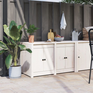 Mueble de cocina exterior madera maciza pino blanco 106x55x64cm D