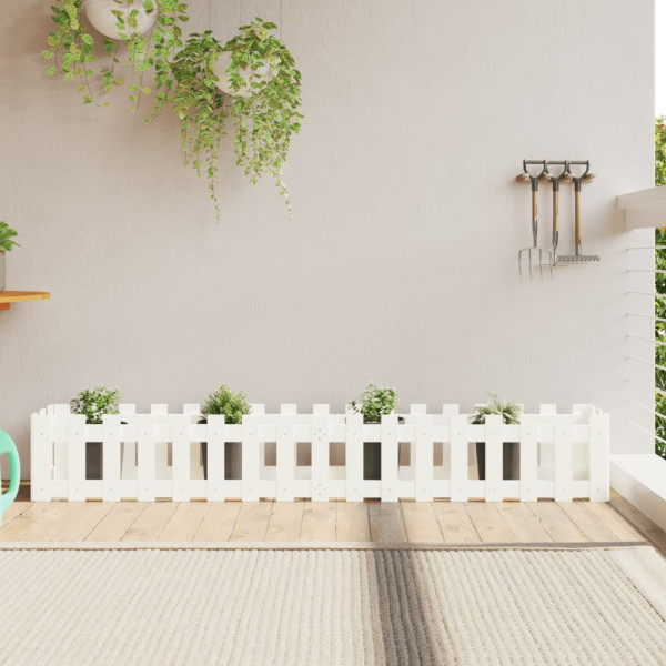 Ariate elevado jardim com vedação madeira de pinho branco 200x30x30cm D