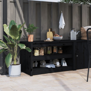 Mobiliário de cozinha exterior madeira maciça pinho preto 106x55x64 cm D