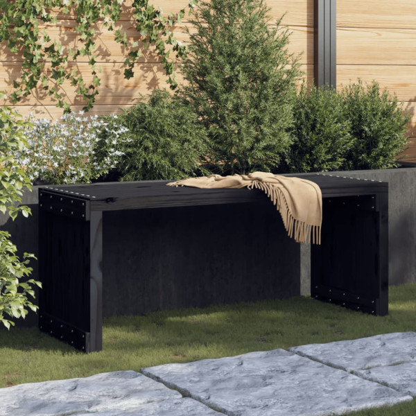 Banco de jardín extensible madera pino negro 212.5x40.5x45 cm D