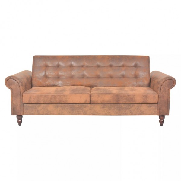 Sofá conversível 2lug. apoio braços camurça artificial castanho M 2