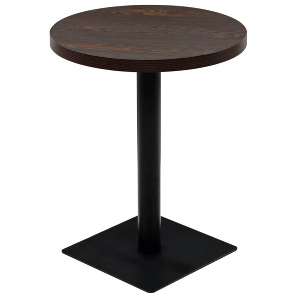 Mesa de bar bistró MDF y acero redonda fresno oscuro 60x75 cm D