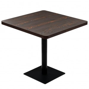 Mesa bar bistró MDF y acero cuadrada fresno oscuro 80x80x75 cm D