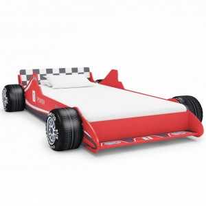 Cama con forma de coche de carreras para niños 90x200 cm roja D