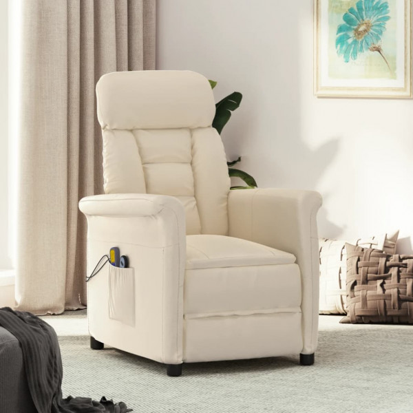 Sillón reclinable de masaje eléctrico microfibra beige D