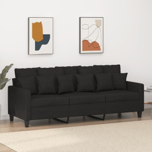 Sofá de 3 plazas de tela negro 180 cm D